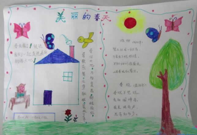 春天的手抄报古诗儿童画
