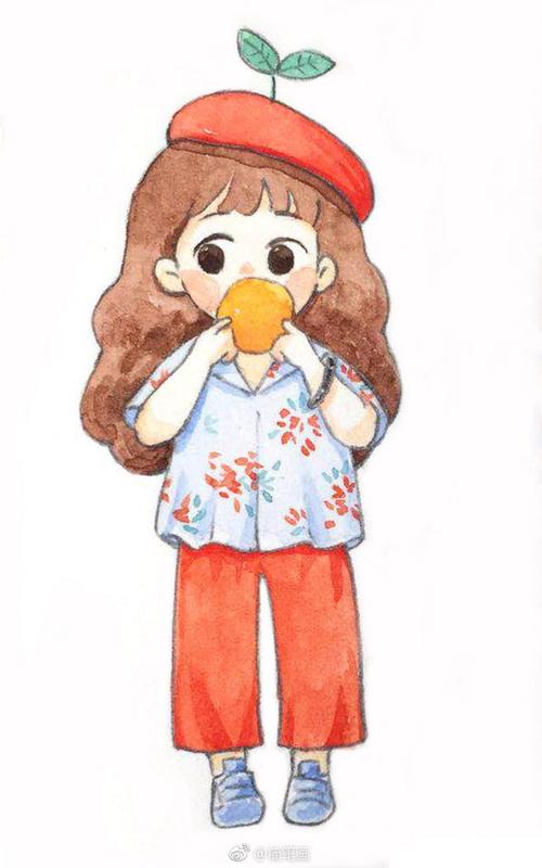 简笔画水彩手帐小少女,太可爱啦~(by:赵小白0225)