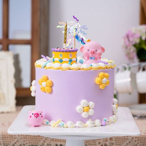 儿童生日蛋糕装饰可爱卡通小猪摆件送女神创意惊喜蛋糕小礼盒插件