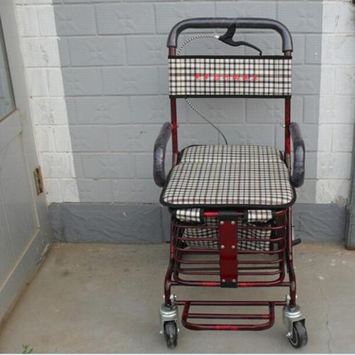 老年购物车手推车四轮代步老年人轮带座椅椅子助行便携购物车