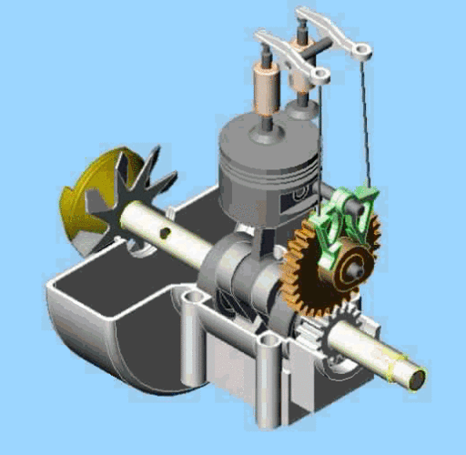 动画内燃机装配总成