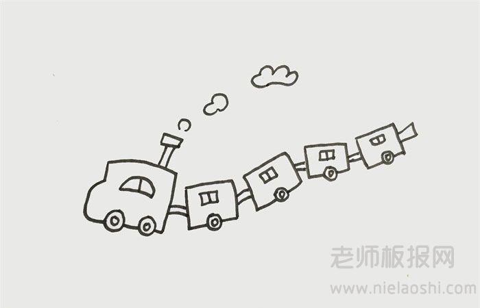 首页 简笔画 交通工具简笔画    1,先画出类似于正方形的火车头,里面