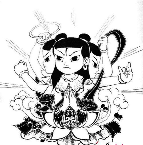 三头六臂哪吒简笔画