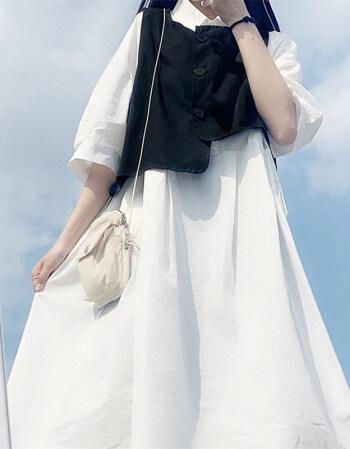 青少女学生设计感裙子套装少女夏装新款初中高中学生森系长裙衬衫