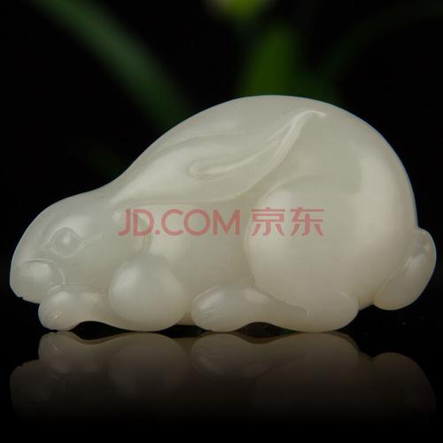 海派玉雕大师王炯恒和田玉籽料《兔子》22g天工艺品