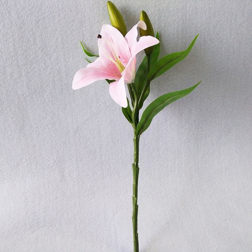 仿真百合花5支装 单支手感3头百合婚庆家居摄影装饰花