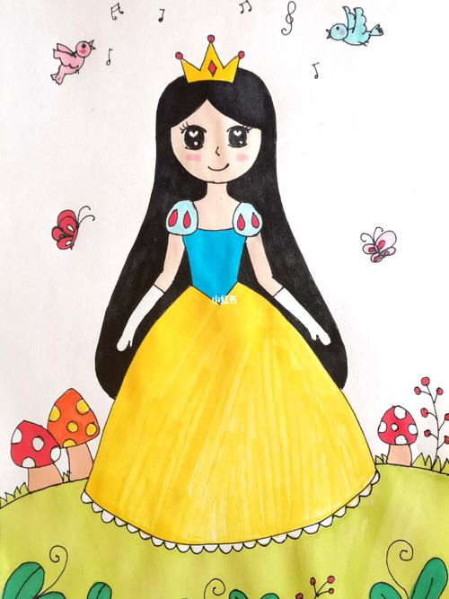 白雪公主 公主儿童画 创意画动漫卡通 线稿_儿童画_白雪公主_卡通