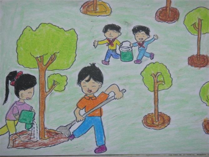 植树节绘画图片