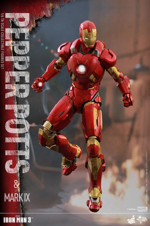 hot toys mms311 钢铁侠3 1:6 小辣椒&钢铁侠马克9 套装组合