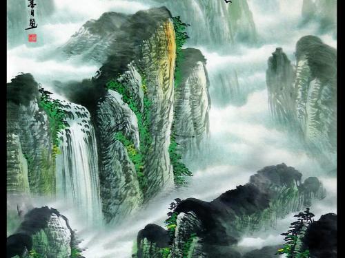 流水生财风水画玄关图片设计素材_高清模板下载(22.