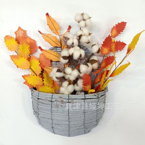 仿真秋天装饰万圣节日门楣室内秋季产品南瓜插枝小树枝枫叶