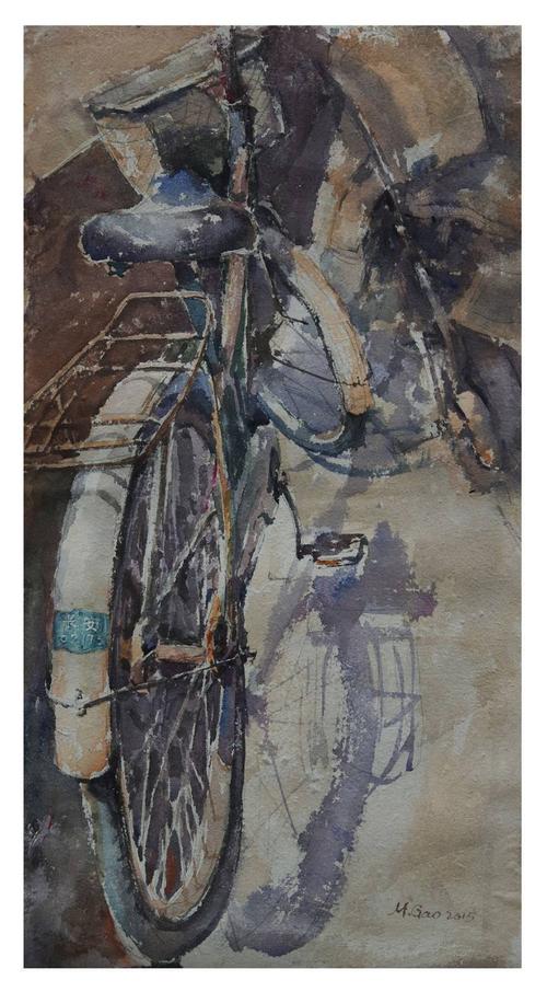 水彩画家余命高"自行车"主题作品欣赏