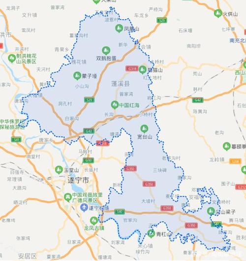 四川遂宁有一个县,拥有4条高速和1条铁路,县城就建在