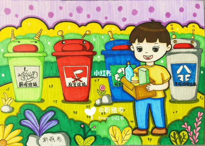 [原创]马克笔儿童画垃圾分类_马克笔_画画_幼师_简笔画_美术_画画的