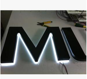 黑钛背发光字不锈钢字镀钛字侧面发光字亚克力字钛金发光字制作