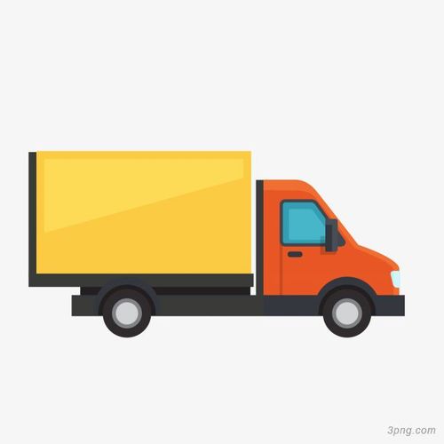 矢量卡通黄色小货车图