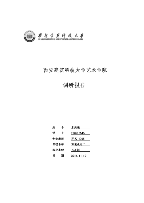 环境设计二调研报告封皮.doc