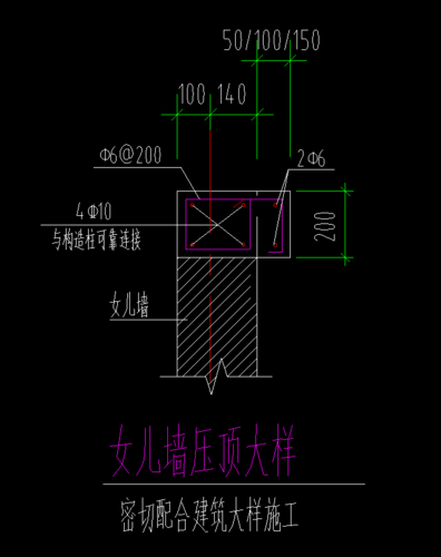 请问这个女儿墙压顶的钢筋应该怎么画?望详解,谢谢了