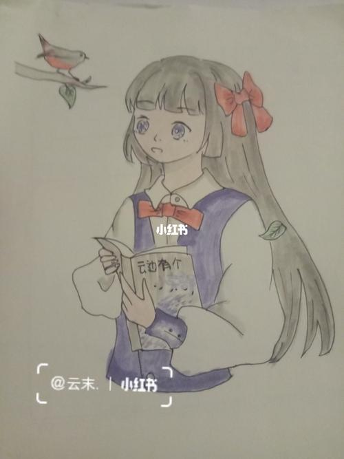 上课摸鱼～_绘画_画画_文化_绘画