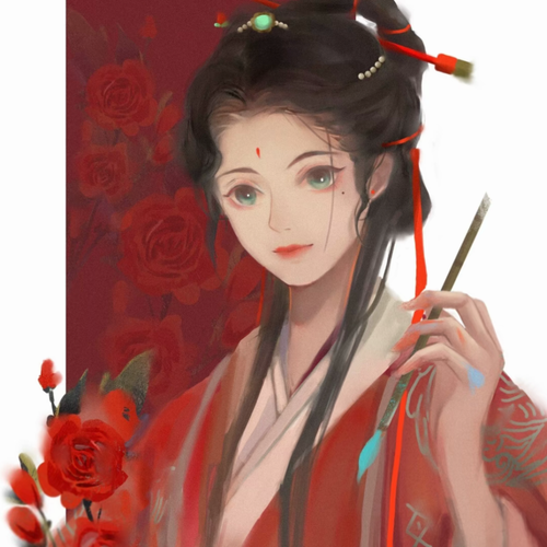 红色系古风女头