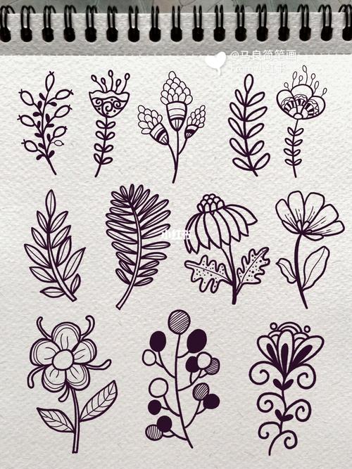 简笔画|春天小植物简笔画花花草草手帐素材_简笔画_手帐_花花草草