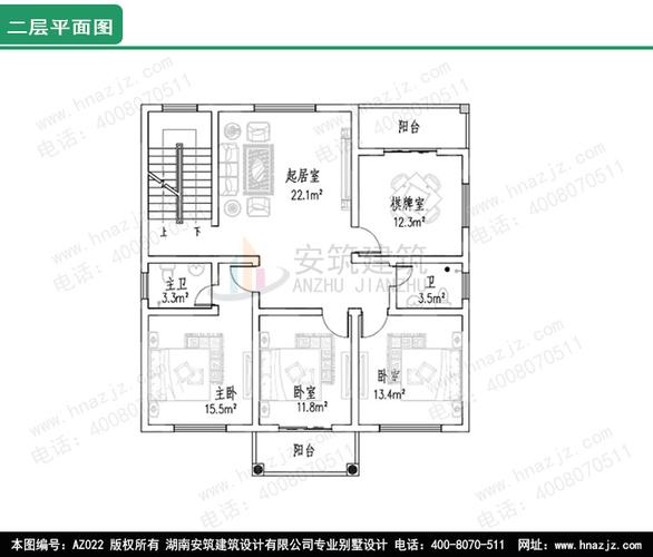 漂亮的三层带露台房屋设计图_新农村别墅,安筑建筑az022|别墅设计图纸