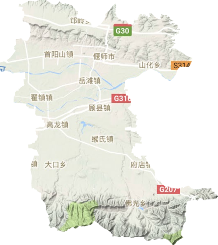 偃师市高清地形地图,偃师市高清谷歌地形地图