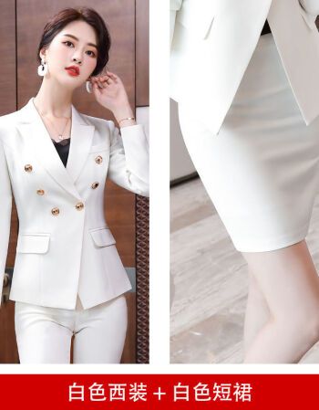 罗蒙romon高端职业西装套装女时尚气质女神范2021春秋新款白色西服