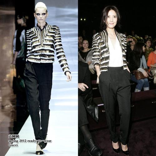 gucci 2012秋冬米兰开秀 高圆圆帅气流苏西装捧场