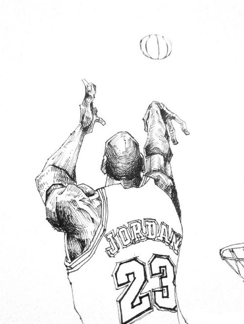 钢笔画教程:教你用画人物乔丹