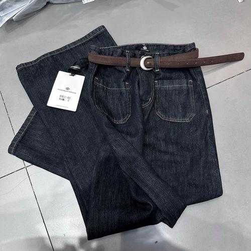 十三行9337正品牛仔裤女2024秋新款窄版阔腿裤高腰直筒九分奶奶裤