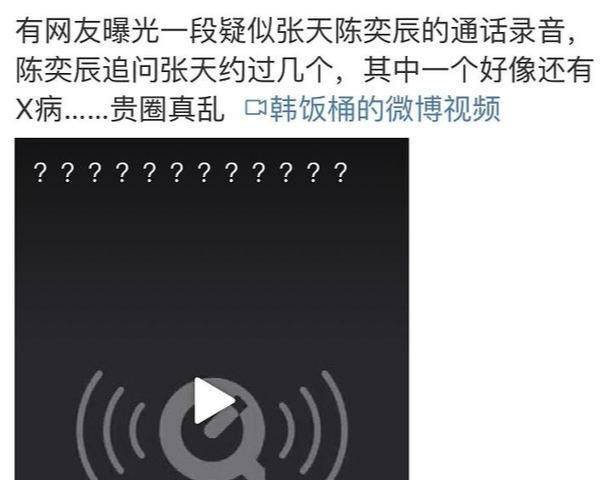 陈奕辰张天大尺度录音曝光!套话张天经常约人,张天回应录音真实