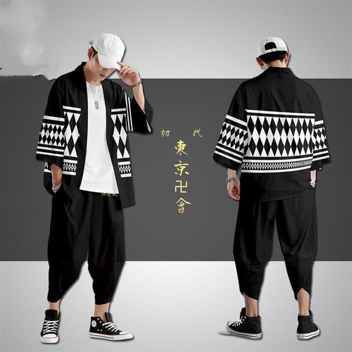 东京复仇者mikey龙宫寺坚同款套装男东京卍会draken同款两件套潮