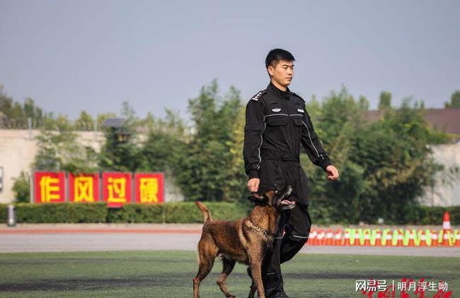 9月11日,北京市公安局反恐怖和特警总队,一条警犬在特警身边进行跟随
