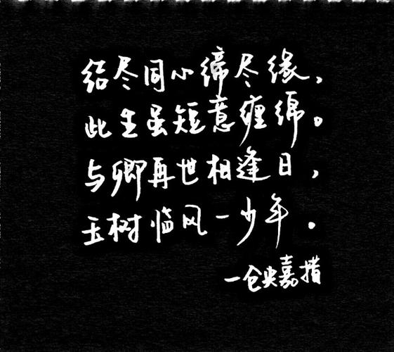 手写文字,句子,情诗,仓央嘉措诗集,黑底白字