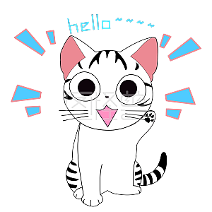 卡通手绘可爱小猫hello表情包