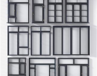 现代铝合金窗户组合3d模型下载