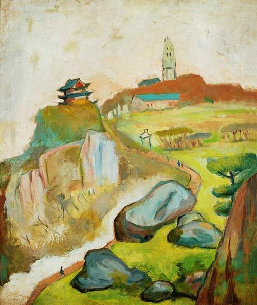 灵岩山-关良-64×53cm-布面油画