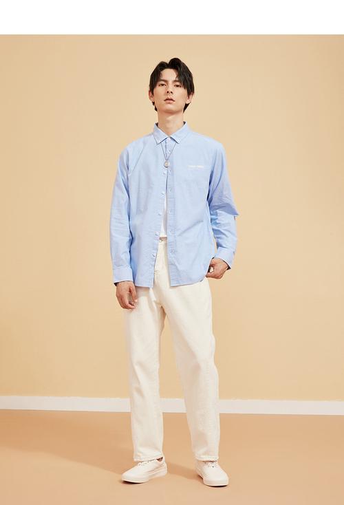 2021年秋季新款男士休闲衬衫百搭日常日常便服男式衬衫