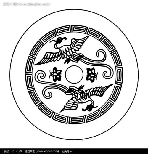 中国精美古典图案双凤图_传统图案_红动手机版