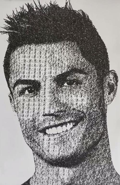 美术生写了1000遍"c罗",开始:幼稚生都会!成品:惊艳了