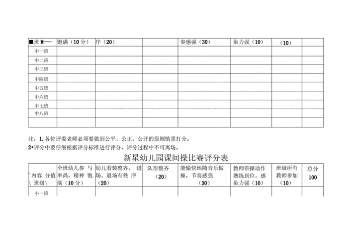 幼儿园课间操评分表.docx 5页