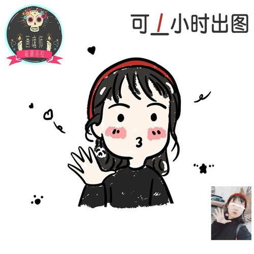 q版手绘头像线条风情侣照片卡通画像个性简笔画定制作真人转手绘