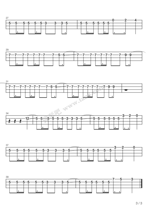 吉他谱 - 动物世界