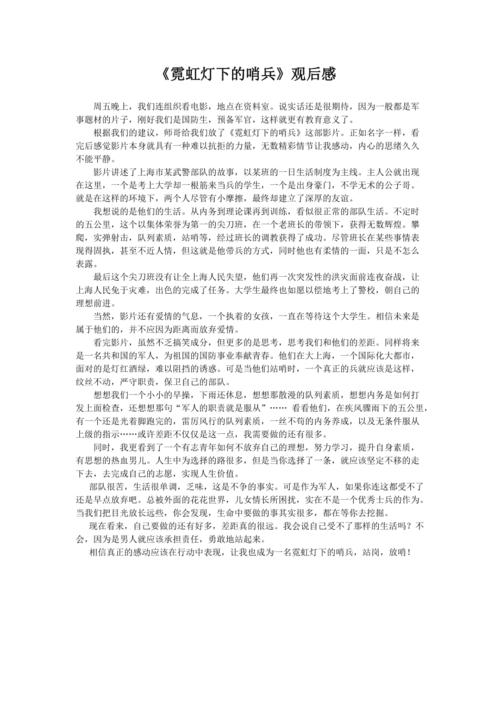 《霓虹灯下的哨兵》观后感