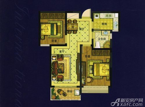 杉杉国际城a2户型图2室2厅81平米