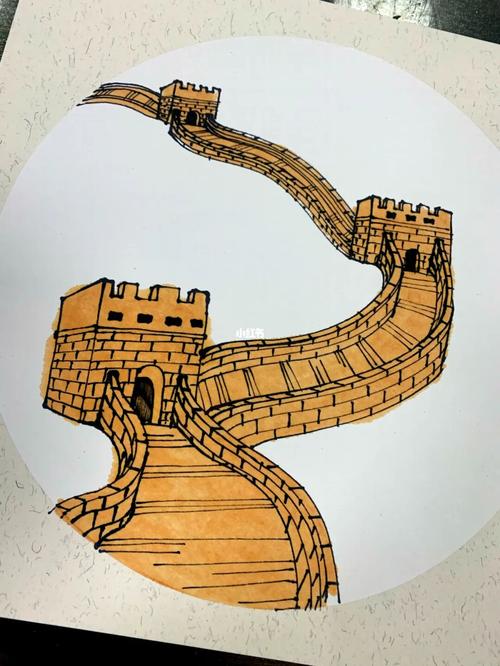 长城线描创意儿童绘画_长城_绘画_线描_八达岭长城_线描画_文化_绘画