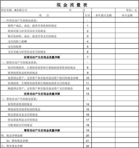 小企业会计准则空白现金流量表格式