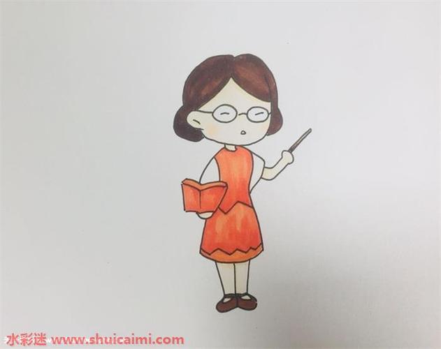 语文老师简笔画的画法步骤图解