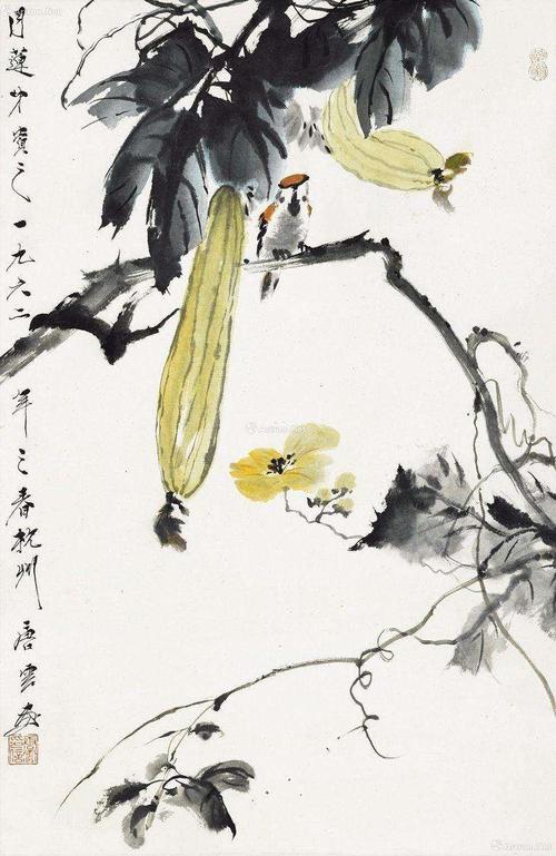 写意画丝瓜,紫藤参考资料
